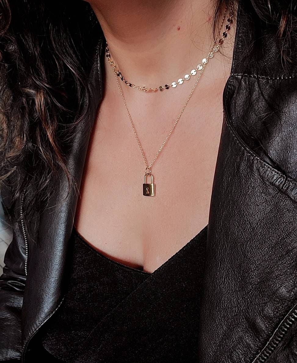 Gold Chain Star Choker Sequin Disc Necklace