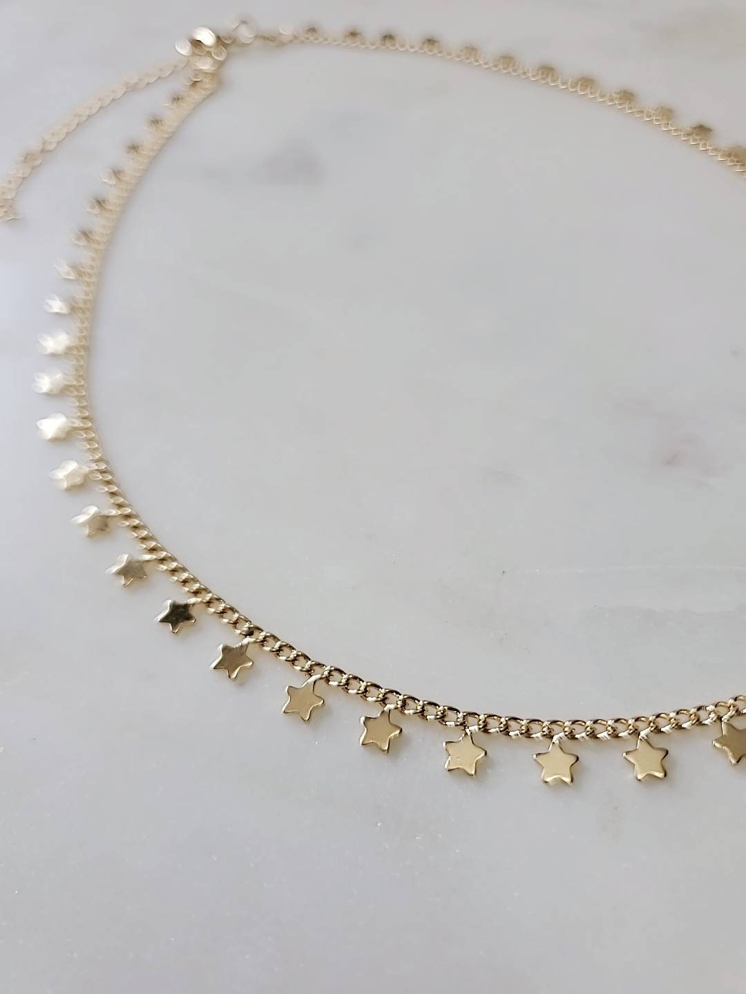 Gold Chain Star Choker Sequin Disc Necklace