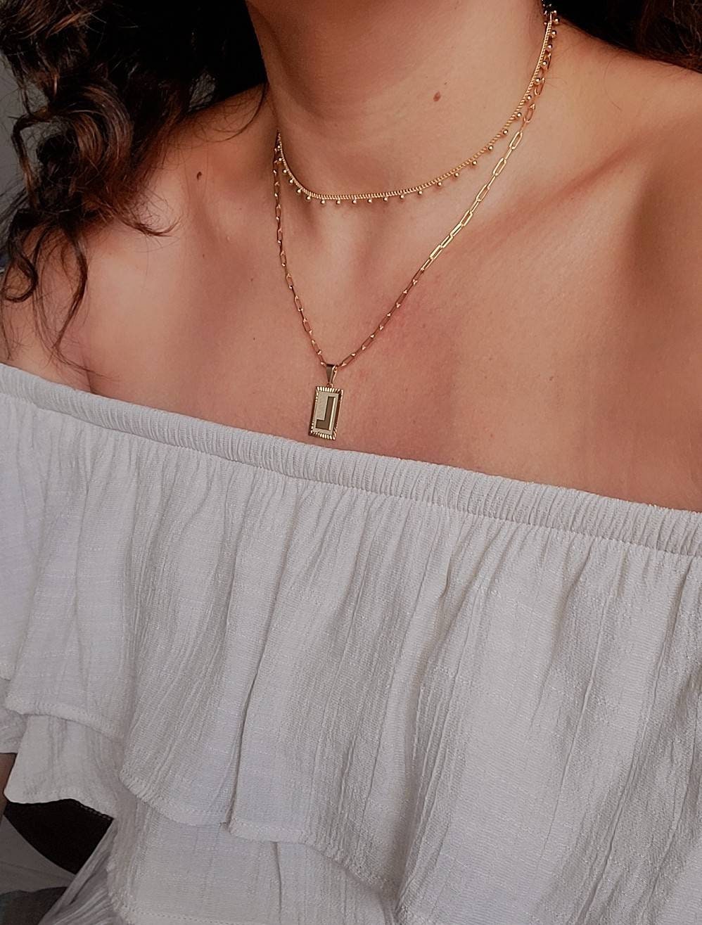 Gold Chain Star Choker Sequin Disc Necklace