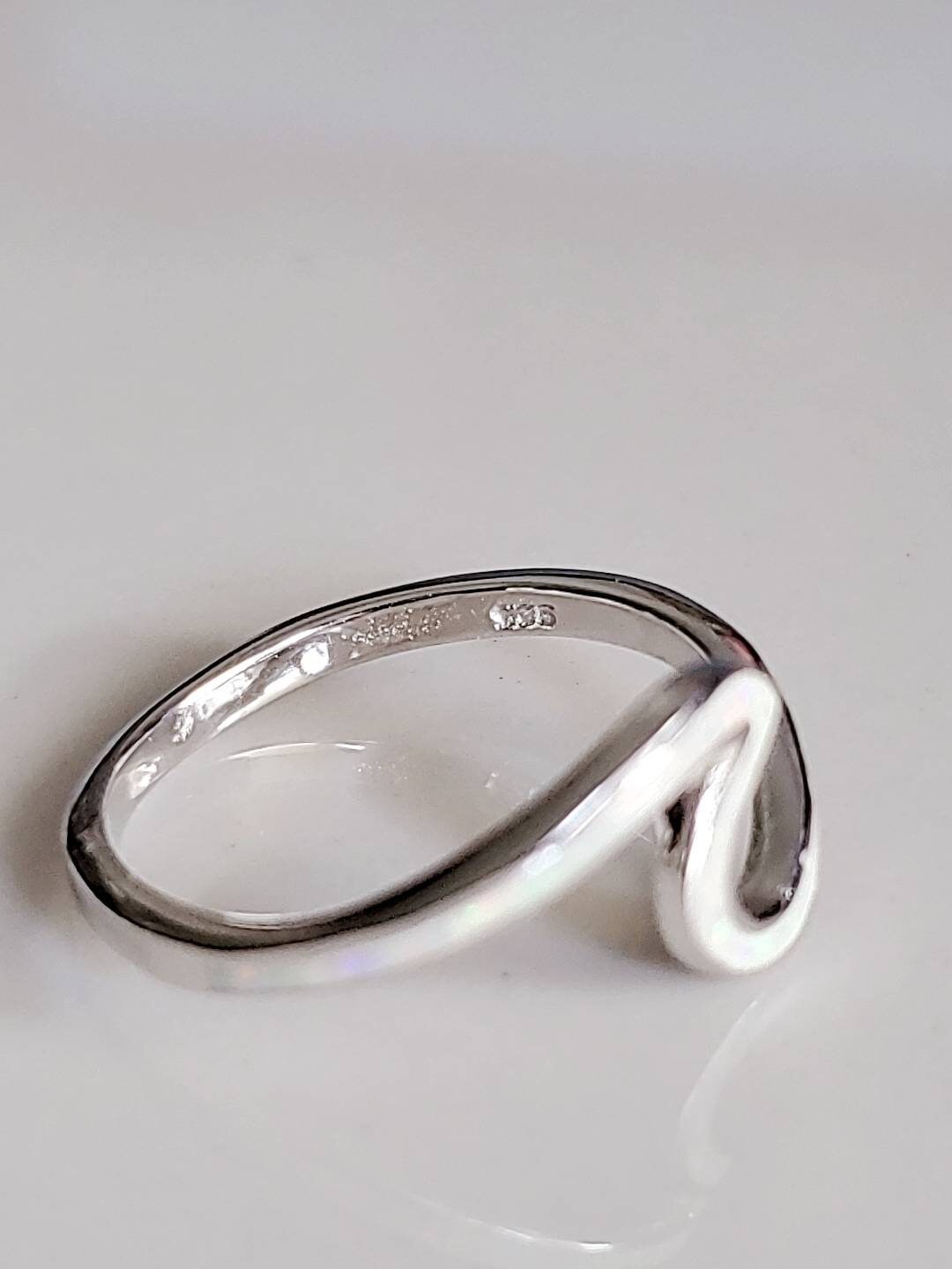 White Opal Wave Ring, Sterling Silver Women Ring, Dainty Stack Ring, Delicate Ring, Bohemian, Minimalist Ring, Size 4-12