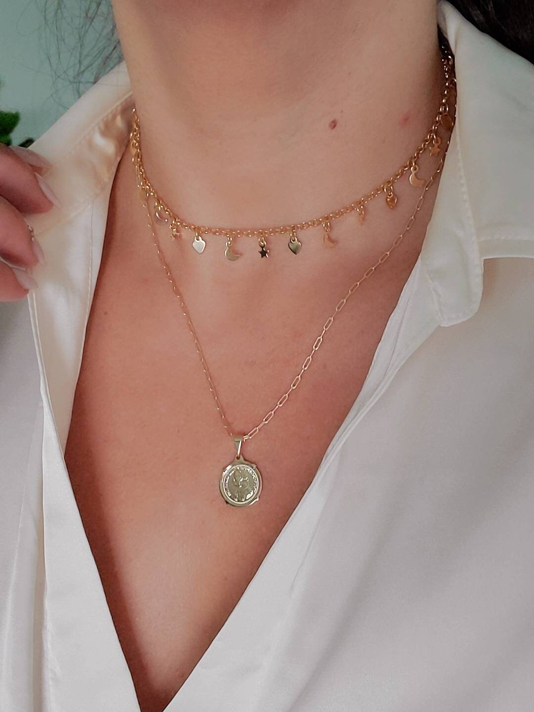 Moon Stars Choker Necklace
