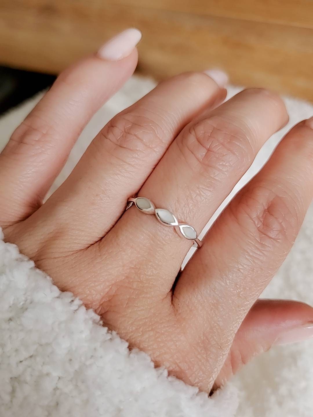 Marquise Genuine Mother of Pearl Ring