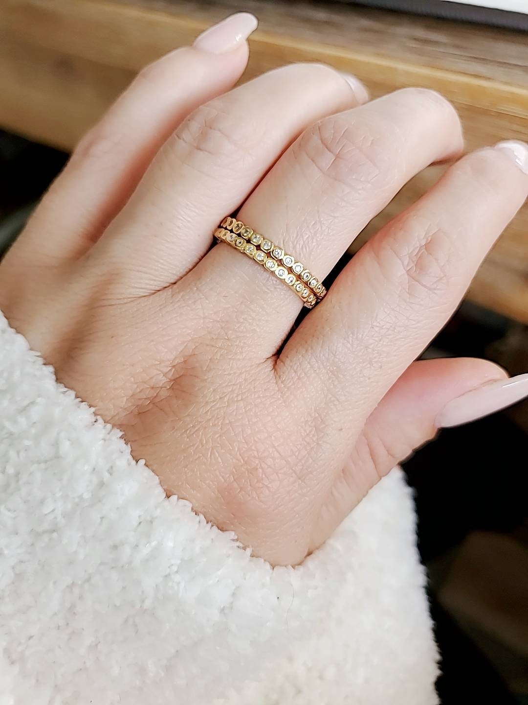 Sterling Silver with Gold Plated Eternity Ring, Dainty Gold Ring, Promise Ring, Anniversary Ring, Stack Ring, Gold Band, 925 Ring