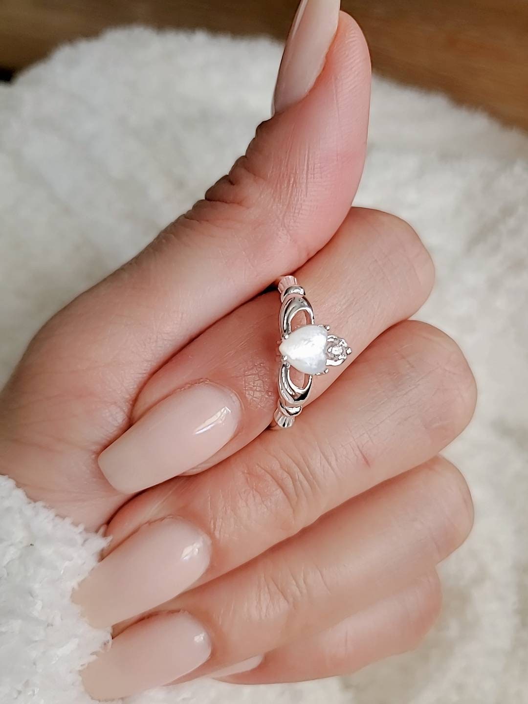 Mother of Pearl Claddagh Ring