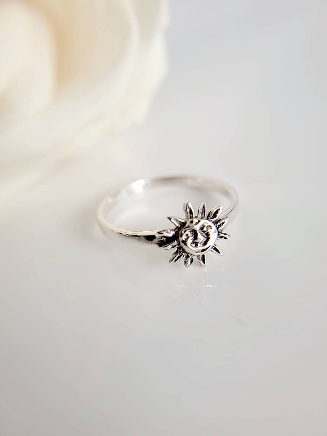 Sterling Silver Sun Ring, Women's Sun Ring, Minimalist Ring for Women