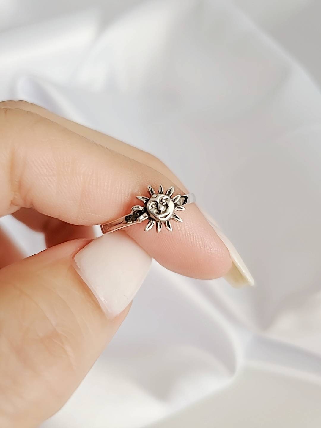 Sterling Silver Sun Ring, Women's Sun Ring, Minimalist Ring for Women