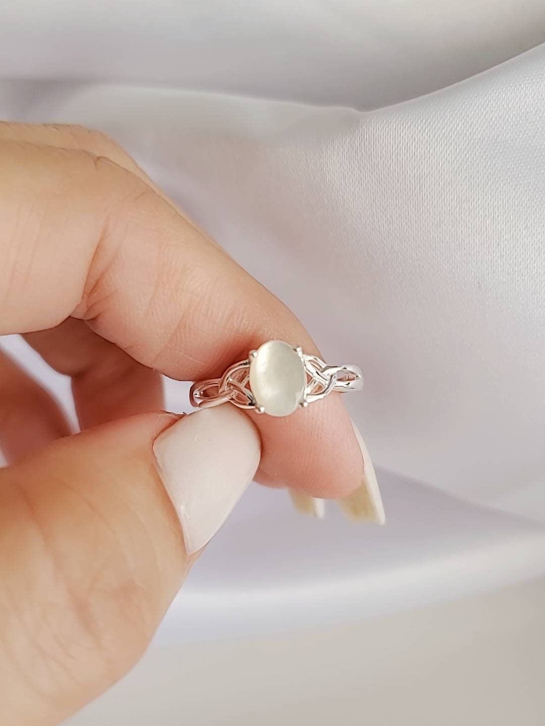 Mother of Pearl Celtic Ring