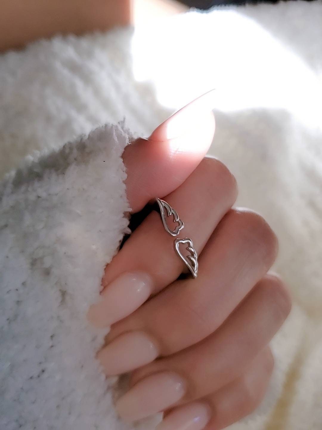 Wings Ring, Sterling Silver Women Ring, Spiritual Ring, Angel Ring, Solid 925 Stamped, size 3-13