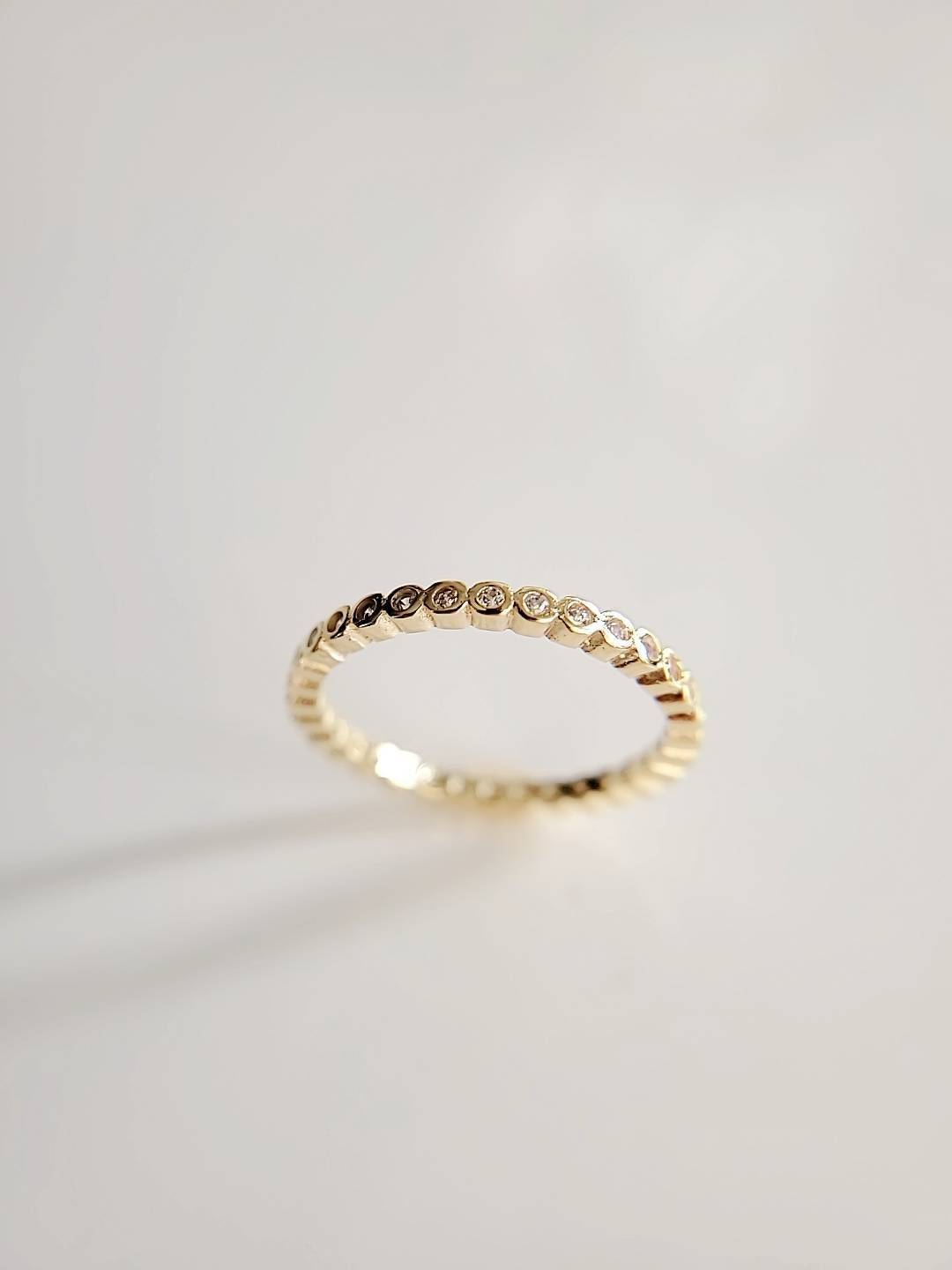 Sterling Silver with Gold Plated Eternity Ring, Dainty Gold Ring, Promise Ring, Anniversary Ring, Stack Ring, Gold Band, 925 Ring