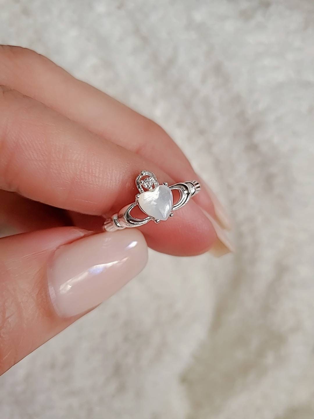 Mother of Pearl Claddagh Ring