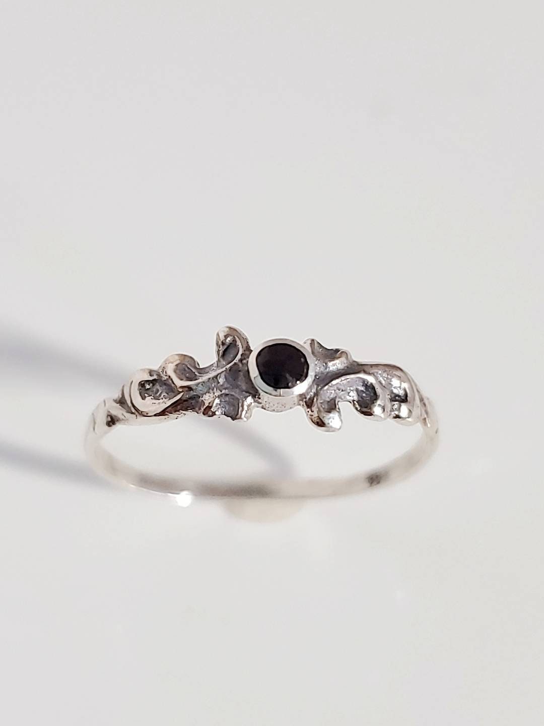 Thin Onyx Sterling Silver Ring