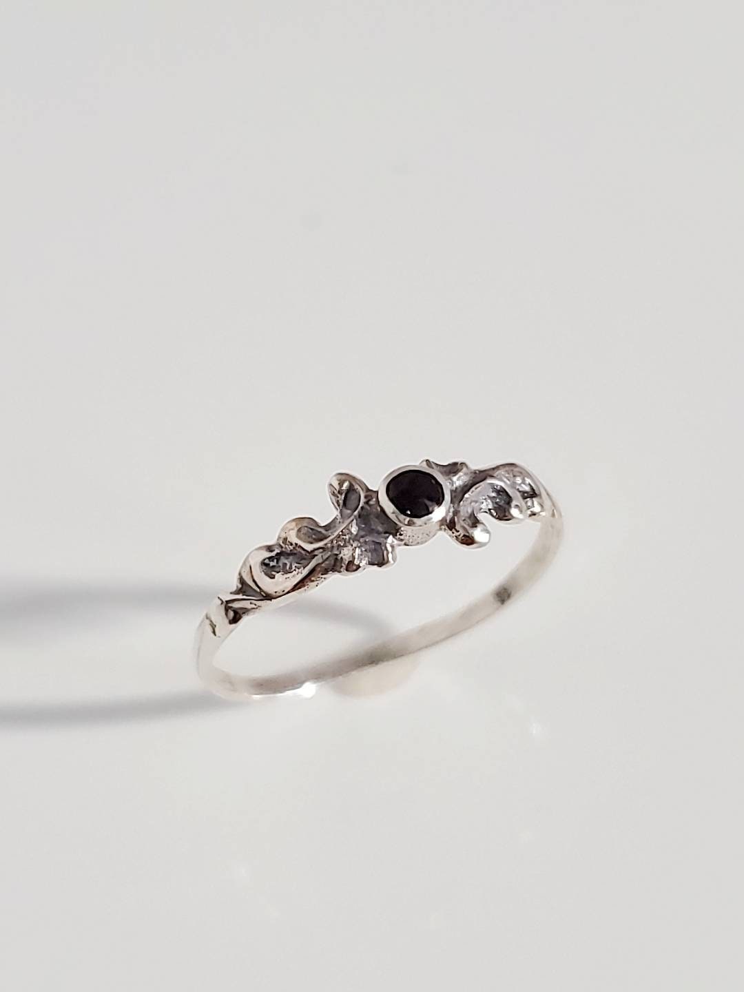 Thin Onyx Sterling Silver Ring