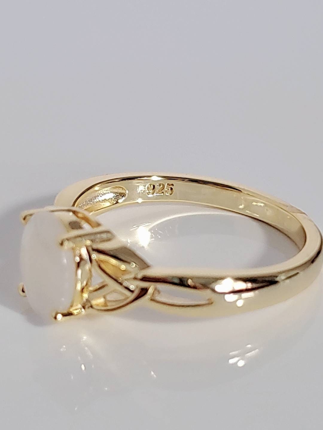 Mother of Pearl Gold Celtic Ring
