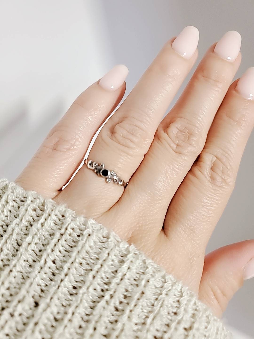 Thin Onyx Sterling Silver Ring