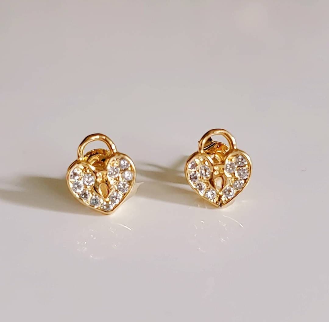 Heart Lock Gold Filled Earrings Padlock Earrings