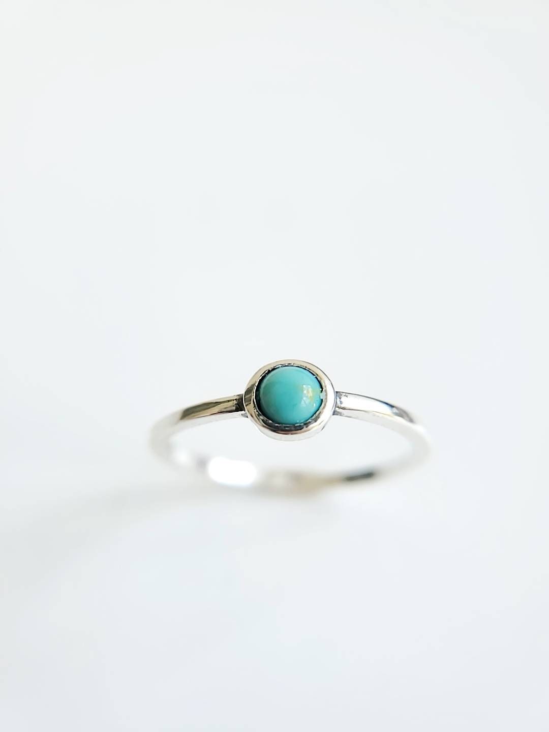 Dainty Turquoise Ring, Sterling Silver Ring