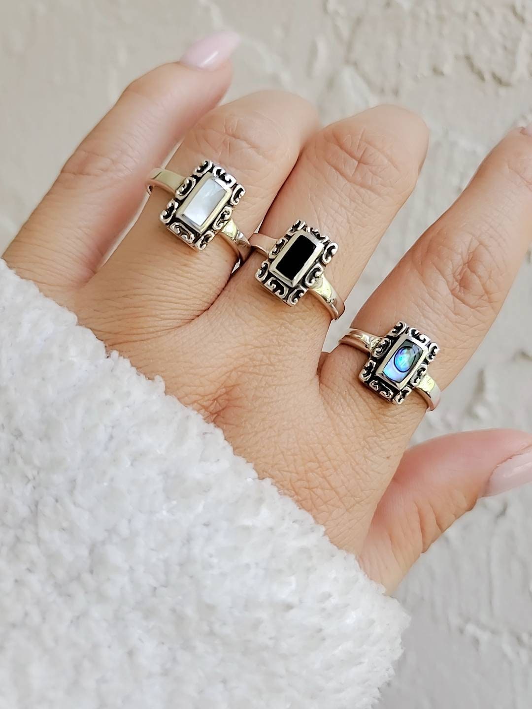 Dainty Bali Abalone Women's Ring