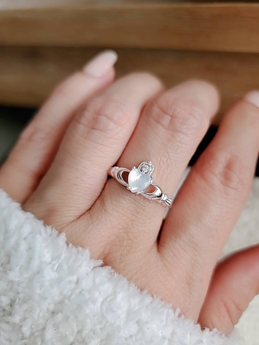 Mother of Pearl Claddagh Ring