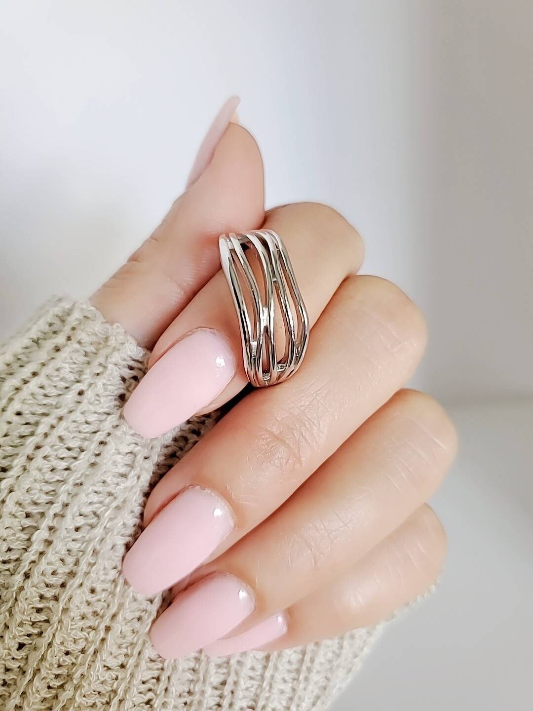 Sterling Silver Wavy Ring, Women's Band, 925 Stamped, Thumb Ring, Bohemian Boho Jewelry, Non Tarnish Ring, Gift for women