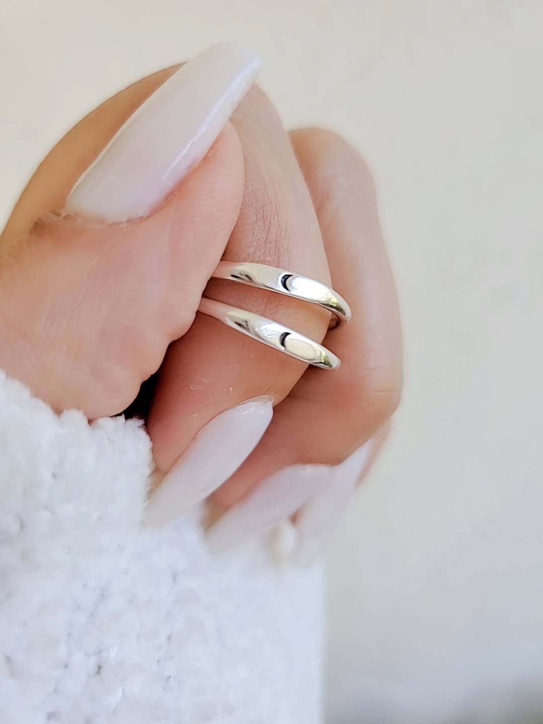 Sterling Silver Crescent Moon Ring, Thin Dainty Ring, 925 Minimalist Ring, Women's Simple Ring, 925 Stamped, Stack Ring,
