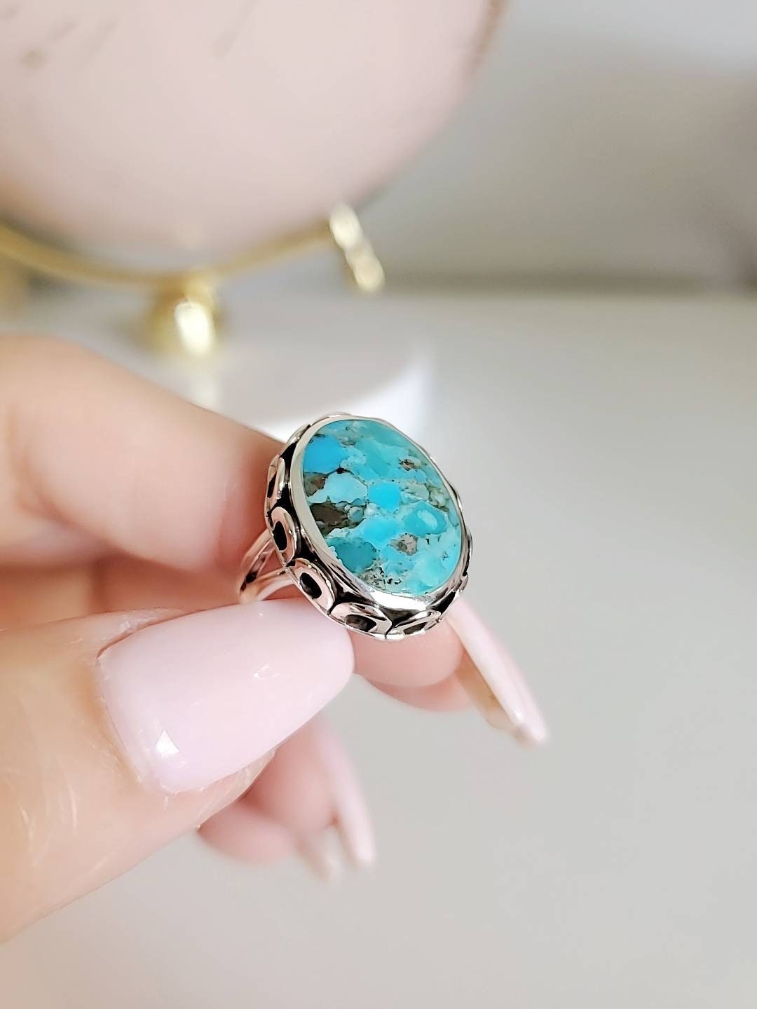 Turquoise Natural Stone Bohemian Ring