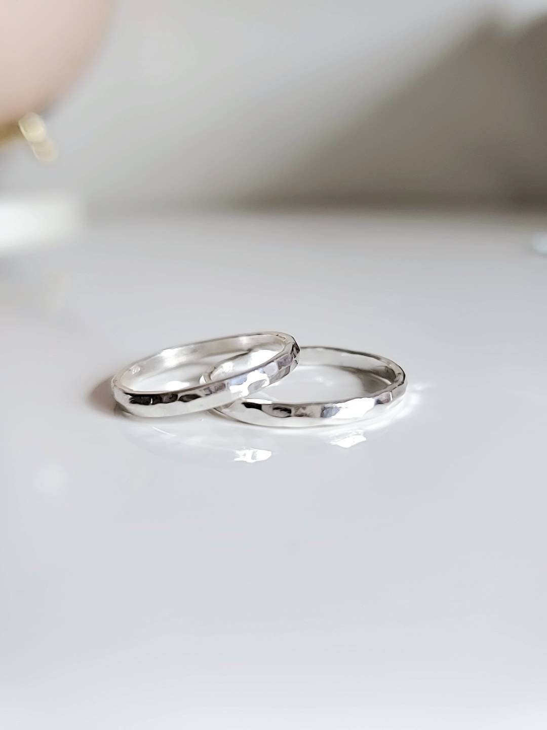 Sterling Silver Hammered Ring, 925 Stamped, Thumb Ring, Hammered Band, Hammered Ring for Women, Simple Band, Stack Ring