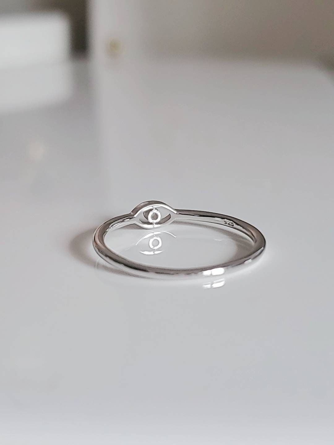 Sterling Silver Dainty Evil Eye Ring