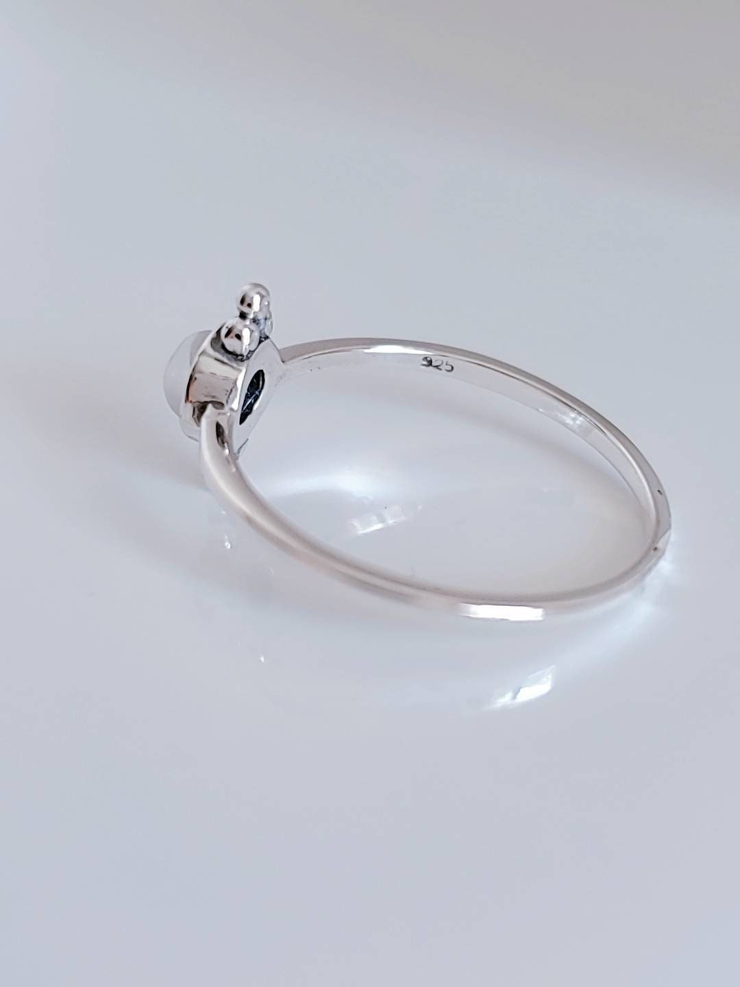 Sterling Silver Daintt Moonstone Ring, Women's Ring, Rainbow Moonstone, Stack Ring, Tiny Ring, Bohemian, Minimalist Girls Ring, 925 Stamped