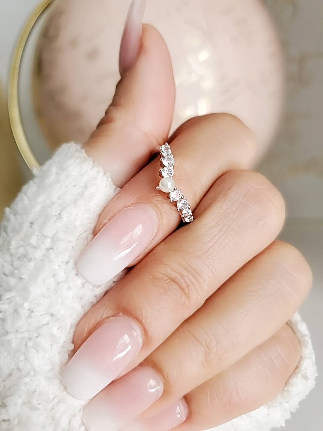 Sterling Silver Fresh Water Pearl Ring, Statement Ring, Promise Ring, Wedding Ring, 925 Stamped, Dainty Pearl Ring, Engagement Ring