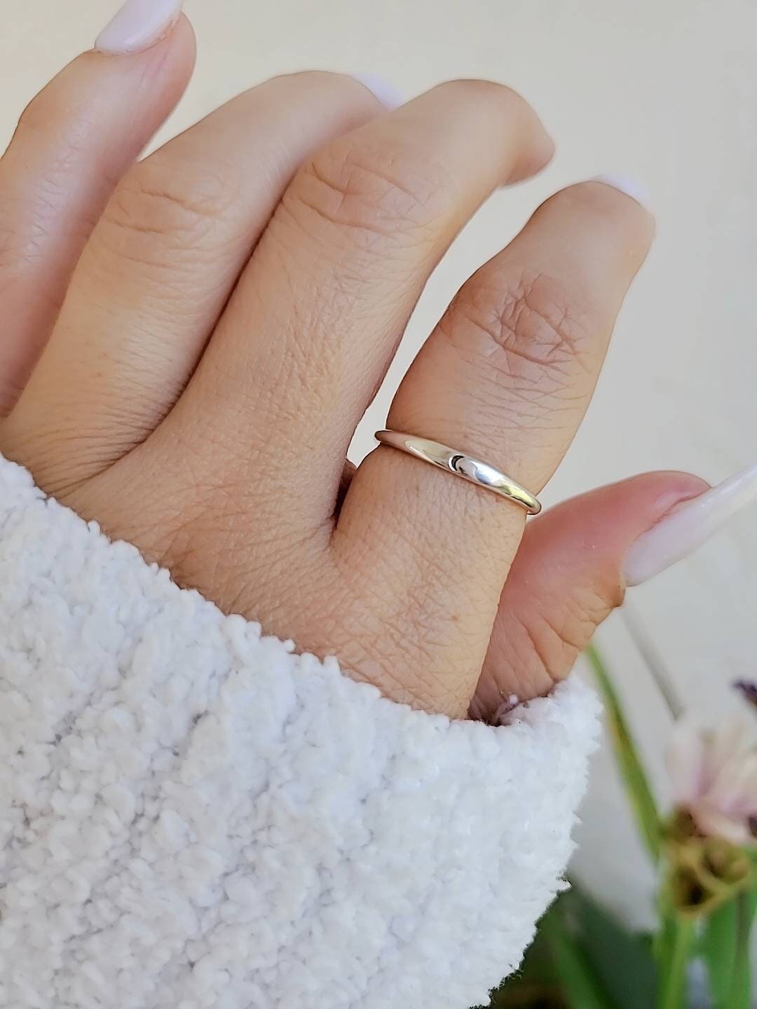 Sterling Silver Crescent Moon Ring, Thin Dainty Ring, 925 Minimalist Ring, Women's Simple Ring, 925 Stamped, Stack Ring,