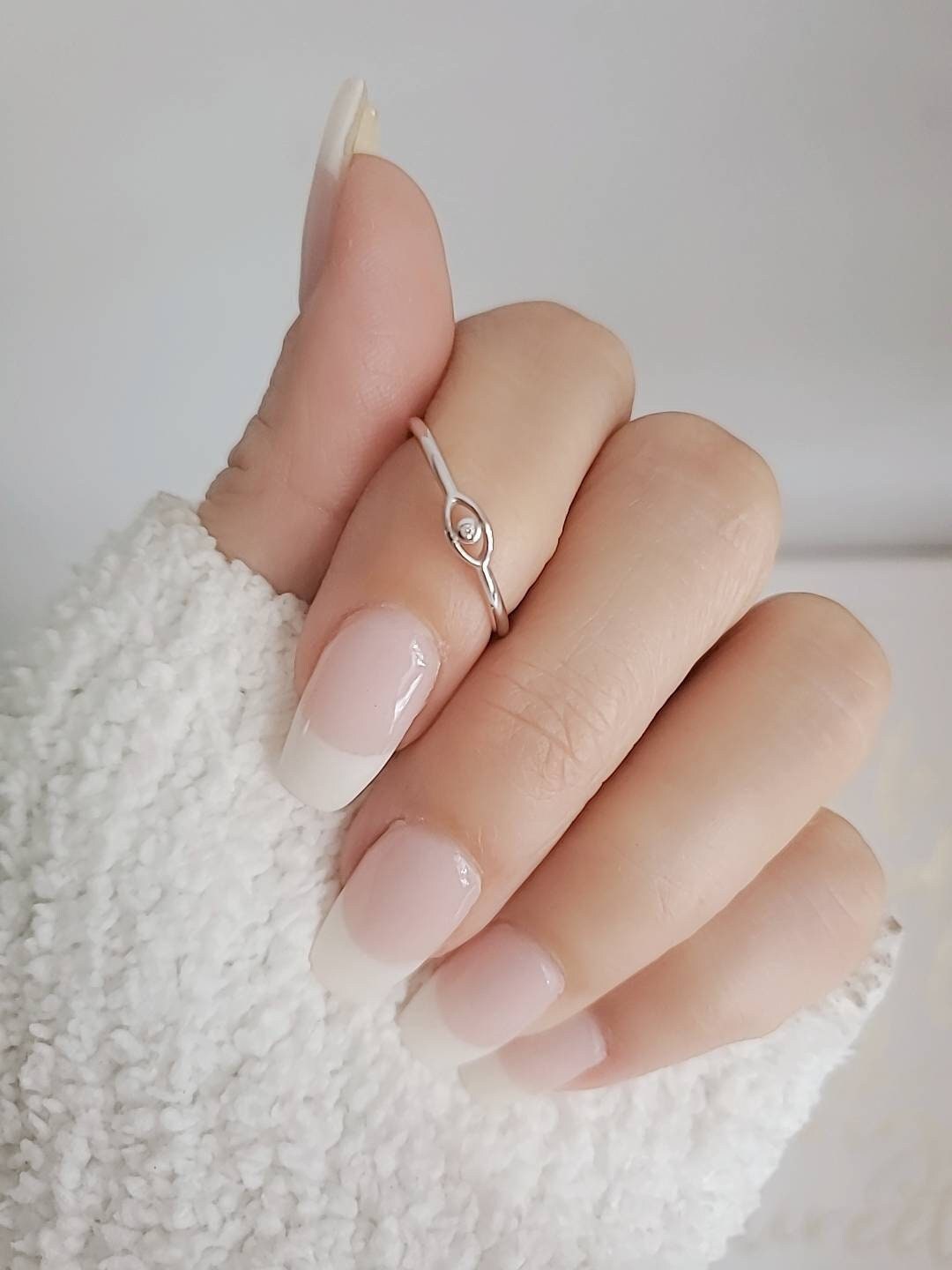Sterling Silver Dainty Evil Eye Ring
