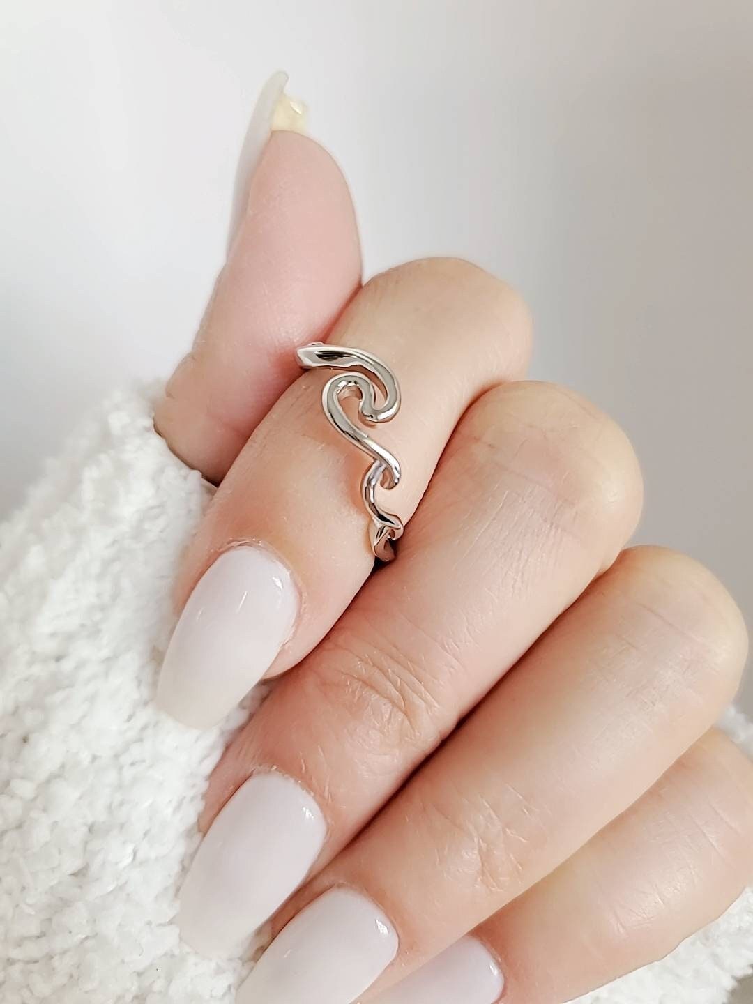 Sterling Silver Waves Ring, Rolling Wave Ring, Beach Wave Ring, Ocean Tide Ring, 925 Stamped, Summer Ring, non tarnish jewelry