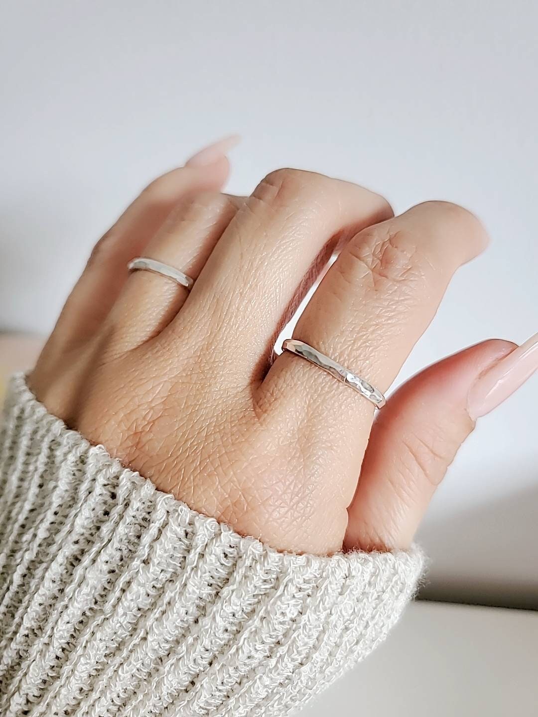 Sterling Silver Hammered Ring, 925 Stamped, Thumb Ring, Hammered Band, Hammered Ring for Women, Simple Band, Stack Ring