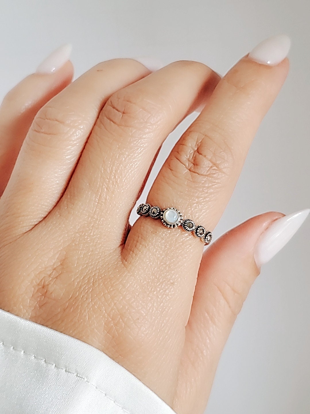 Mother of Pearl Sterling Silver Women Ring