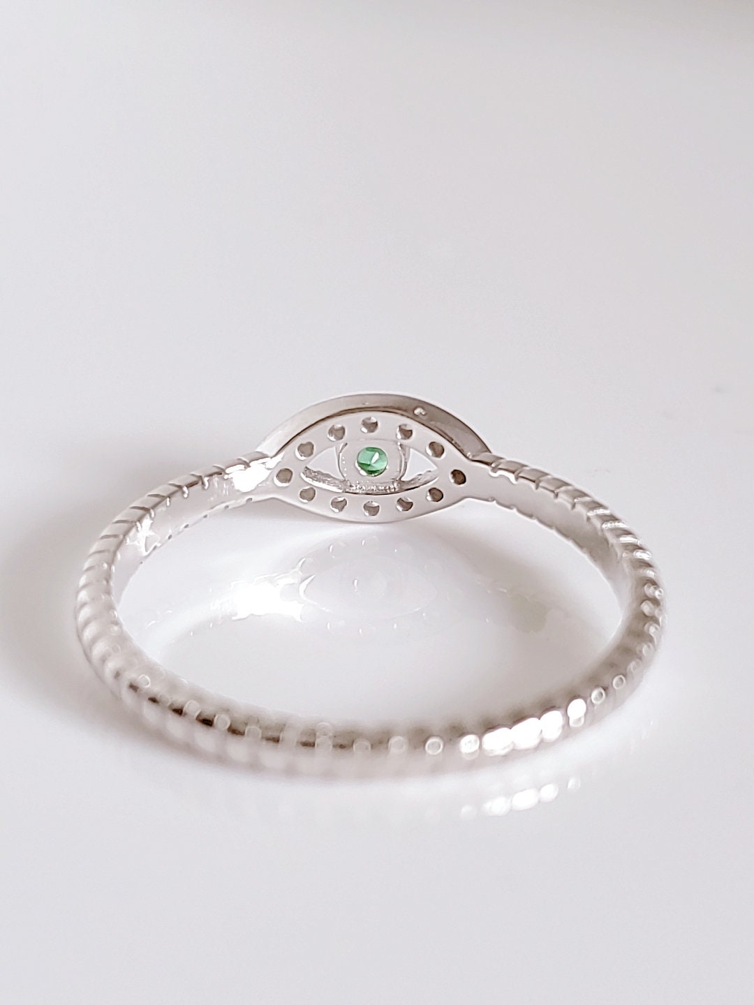 Sterling Silver Emerald Eye Ring