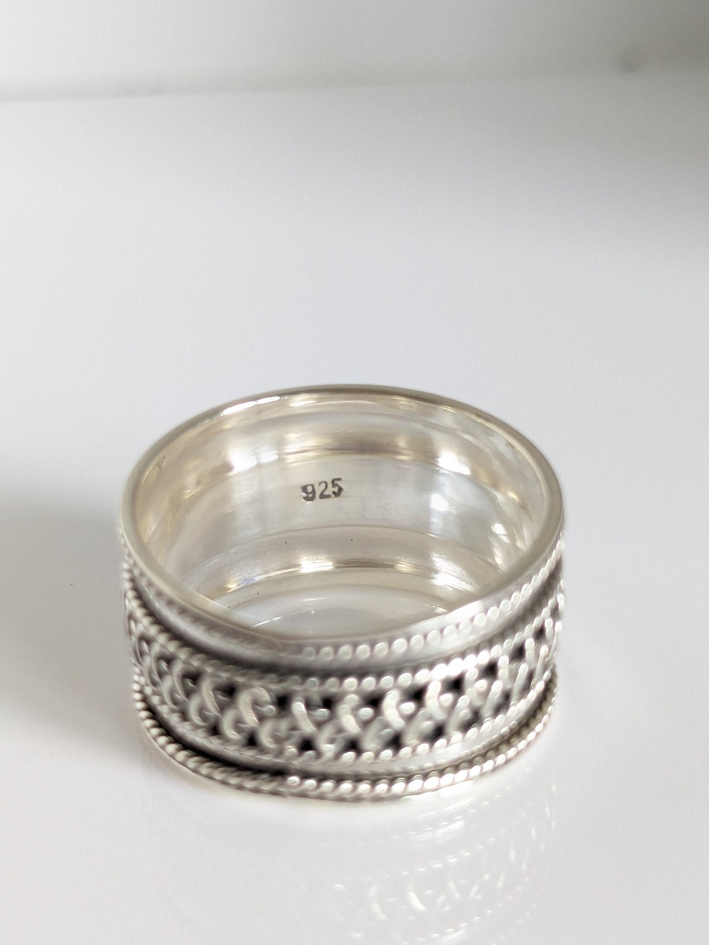 Sterling Silver Ring, Thumb Ring, Wide Band Ring, Lightweight Thumb Band, Bohemian Jewelry, Bali Ring, Tribal Ring
