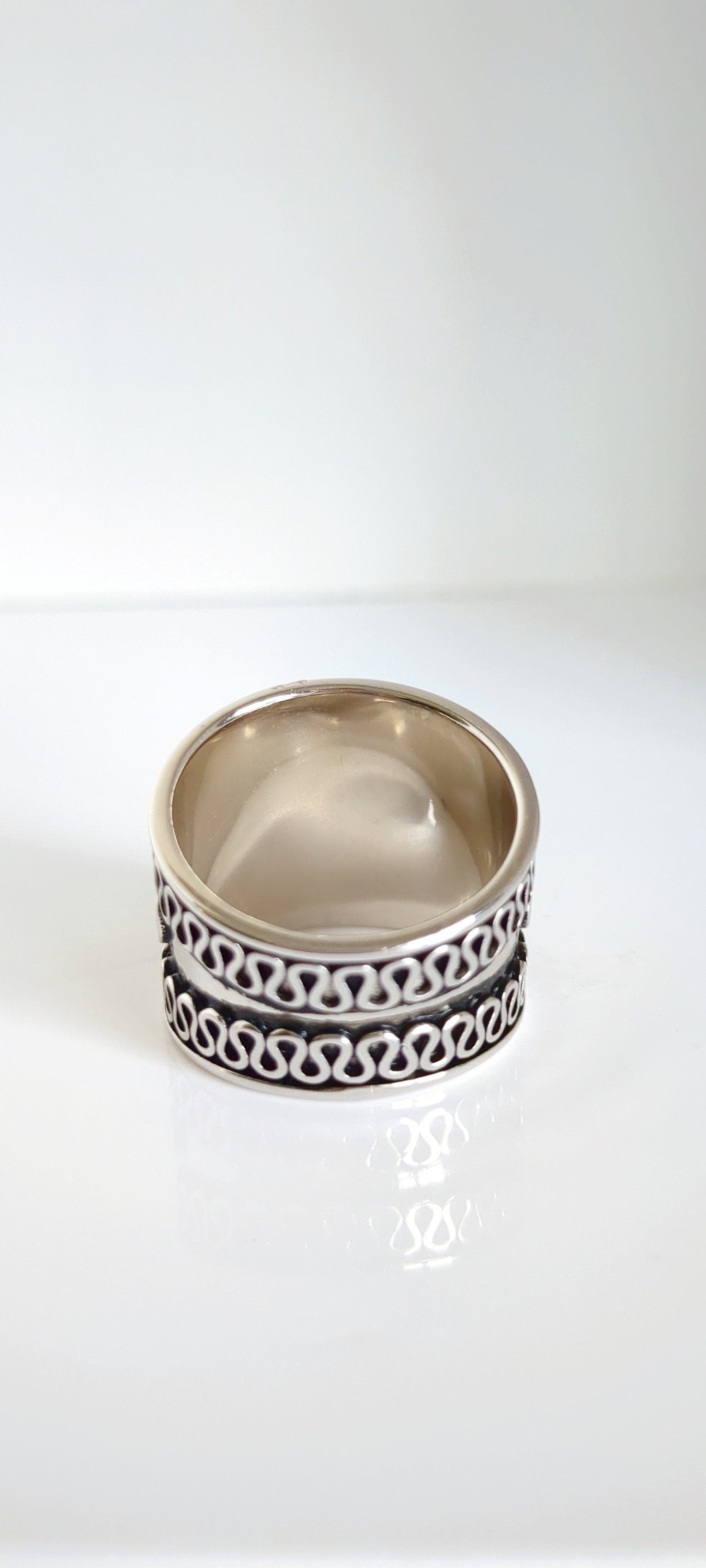 Sterling Silver Chunky Ring, Oxidized Women Silver Ring, Concave Ring, 925 Stamped, Boho Thick Wide Band