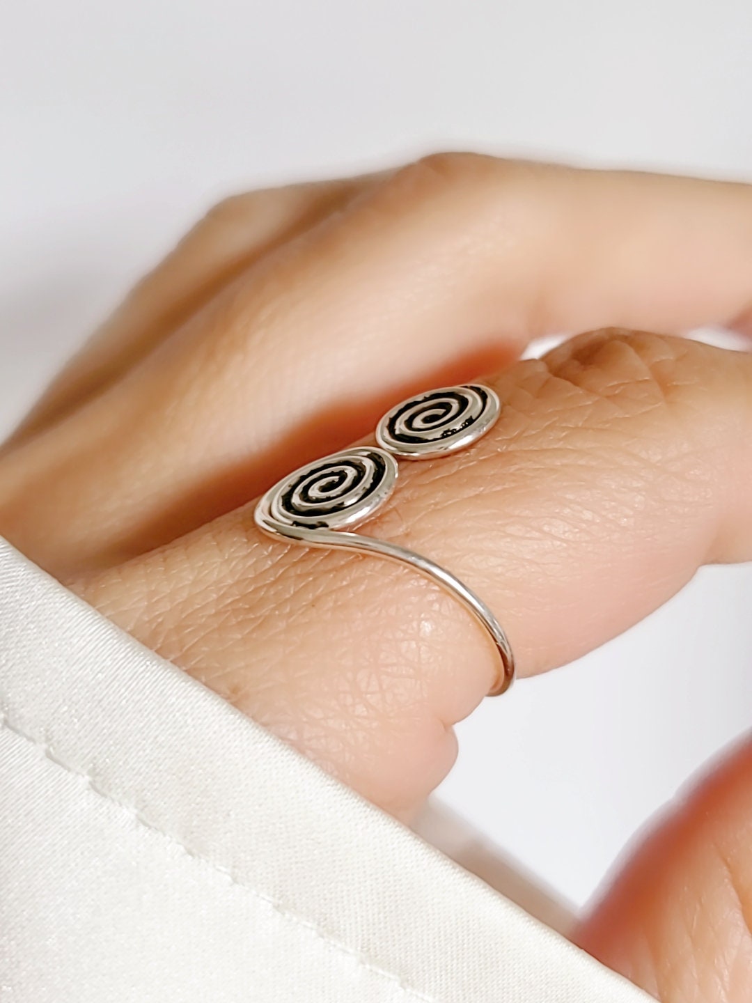 Sterling Silver Double Spiral Dainty Spiral Ring