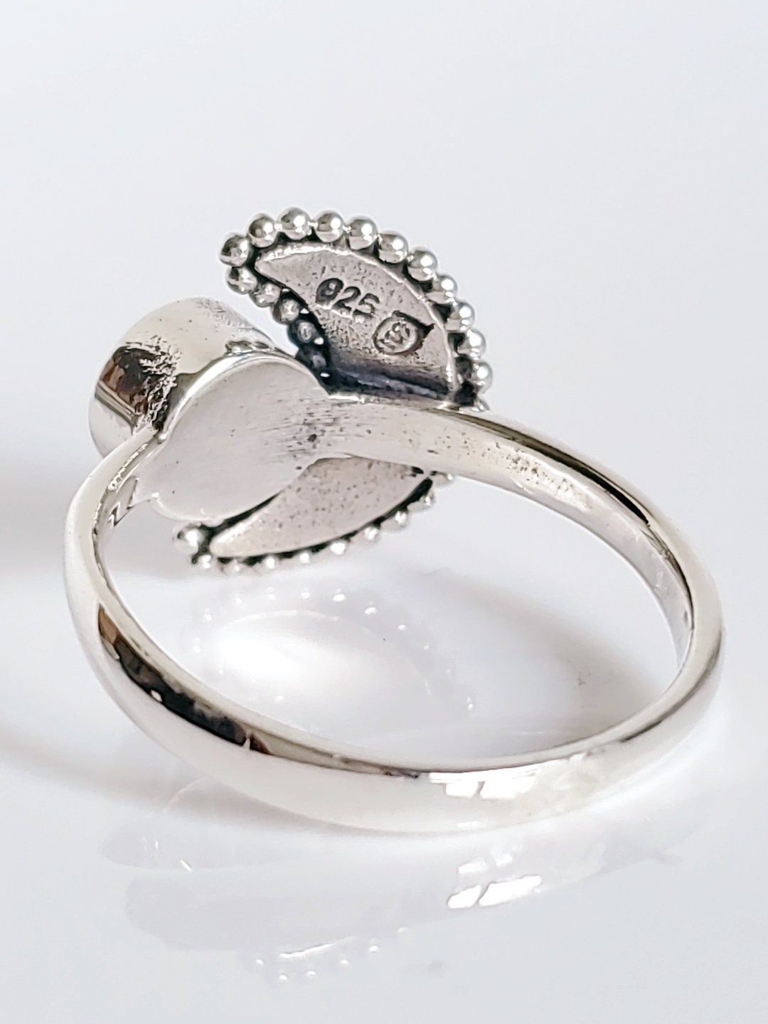 Sterling Silver Crescent Turquoise Moon Mandala Moon Ring