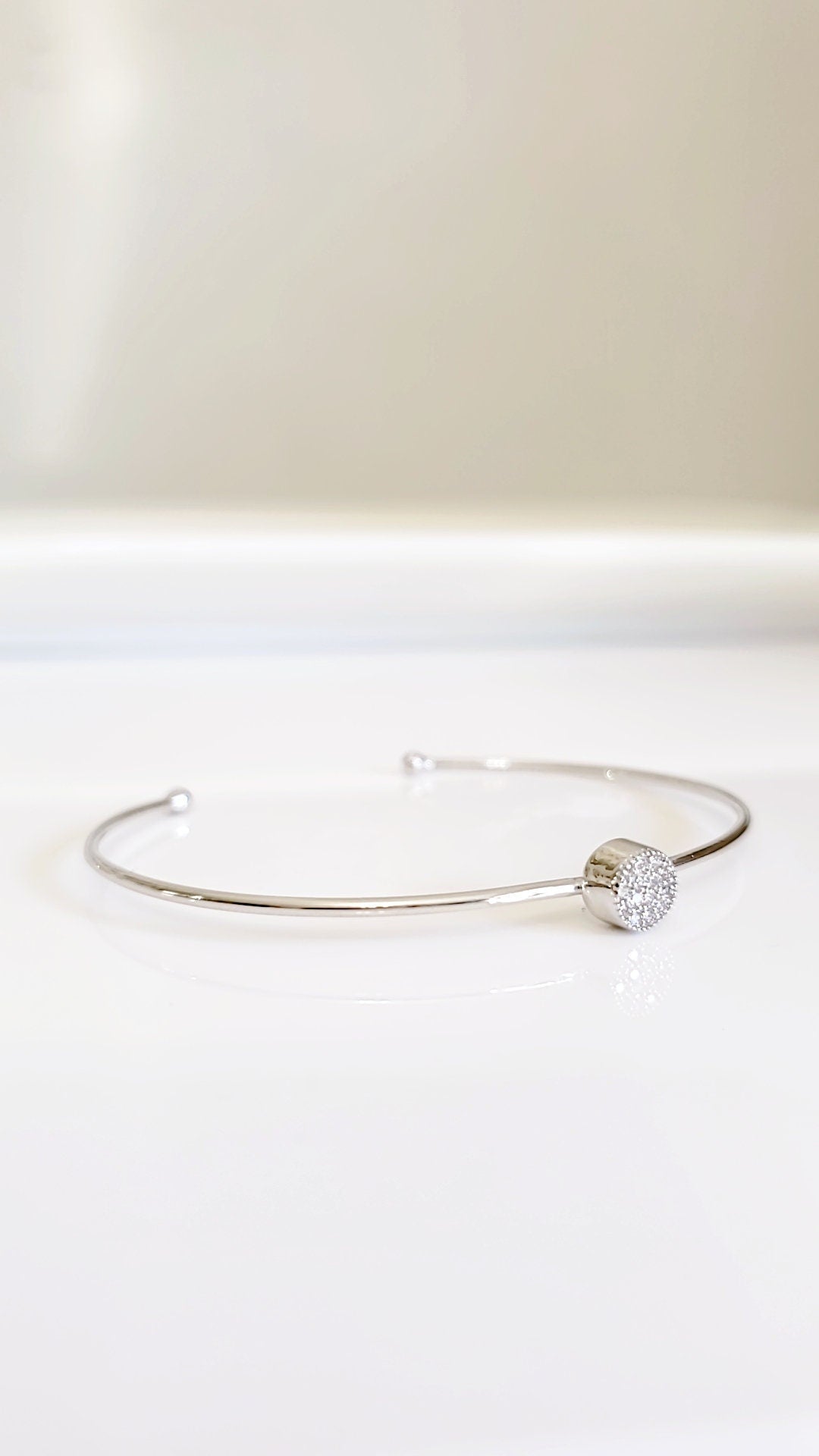 Dainty Silver Bracelet Open thin Bangle