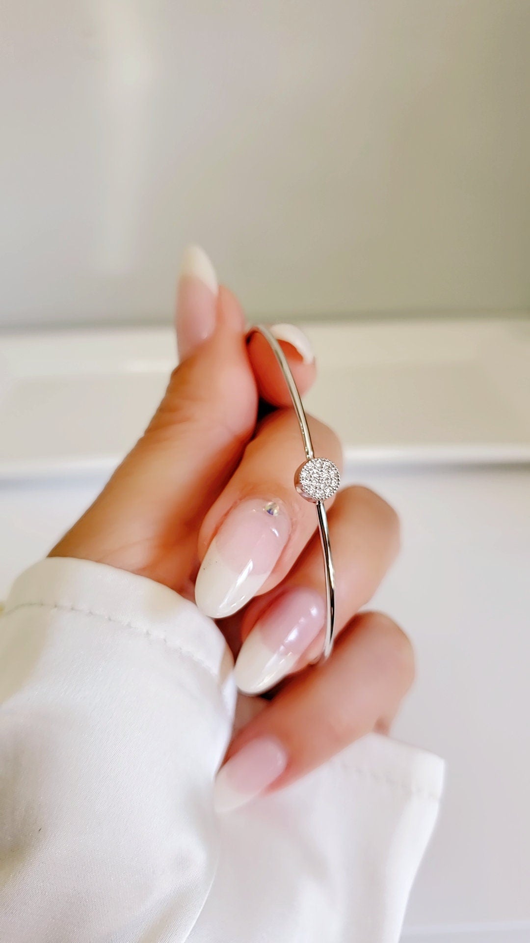 Dainty Silver Bracelet Open thin Bangle