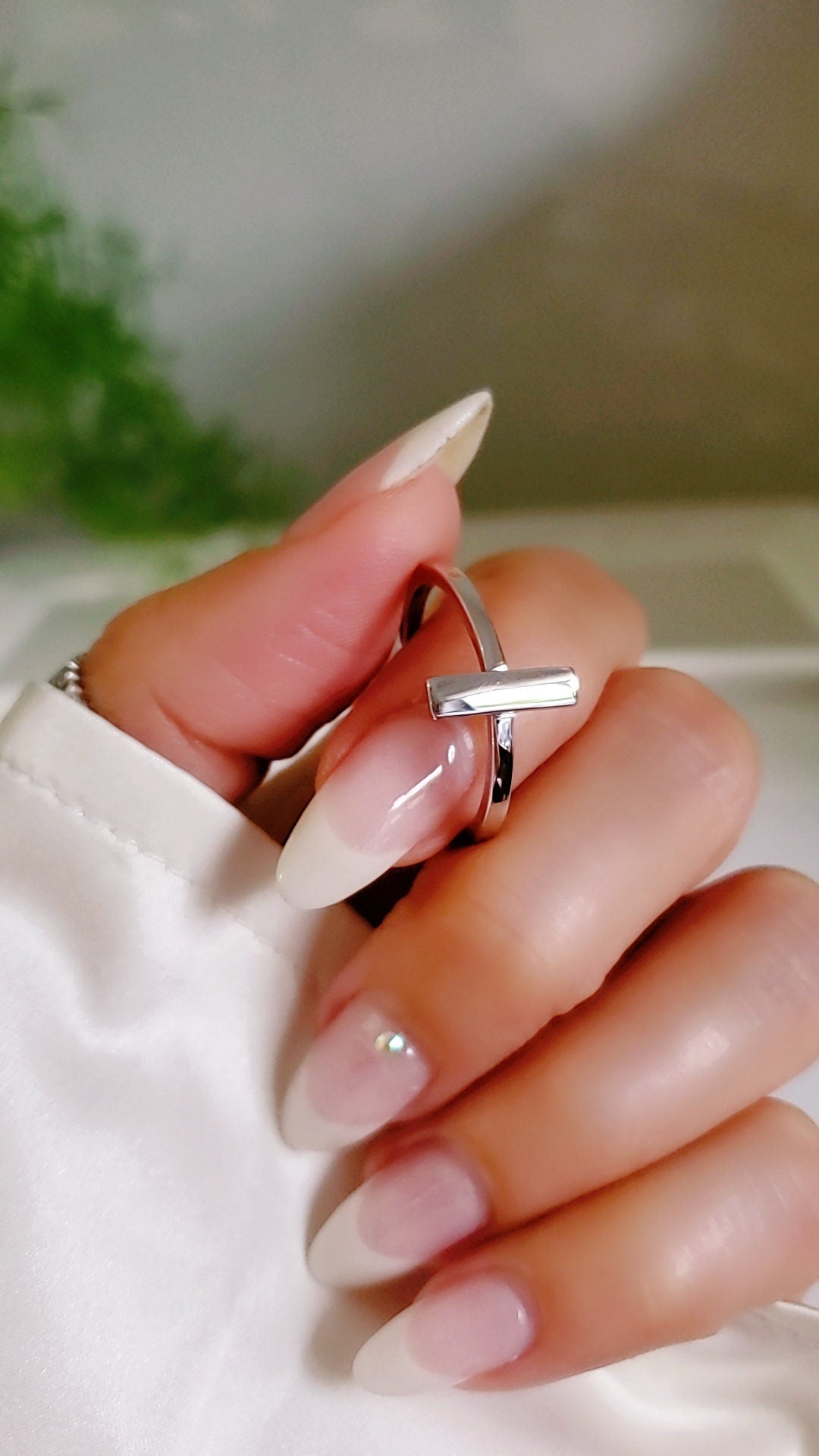 Bar Ring, Sterling Silver T Bar Ring