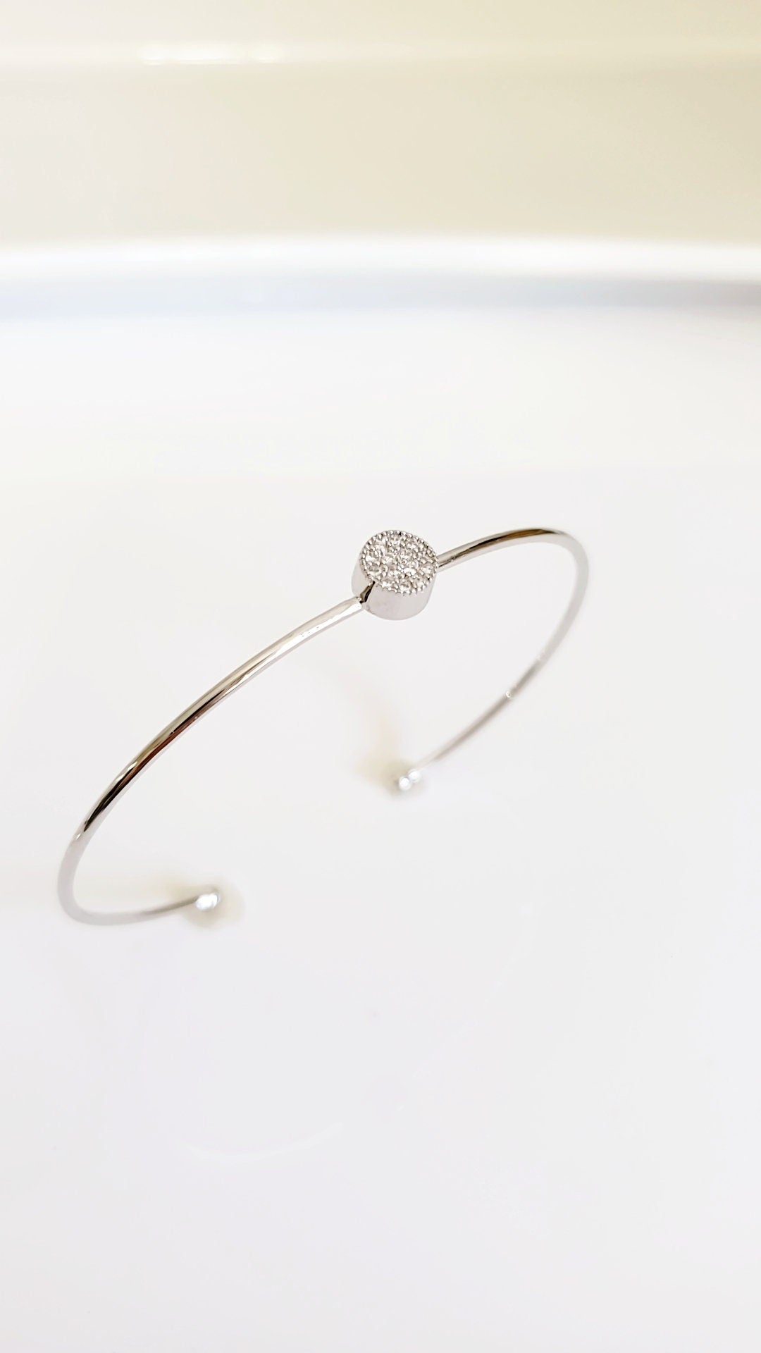 Dainty Silver Bracelet Open thin Bangle