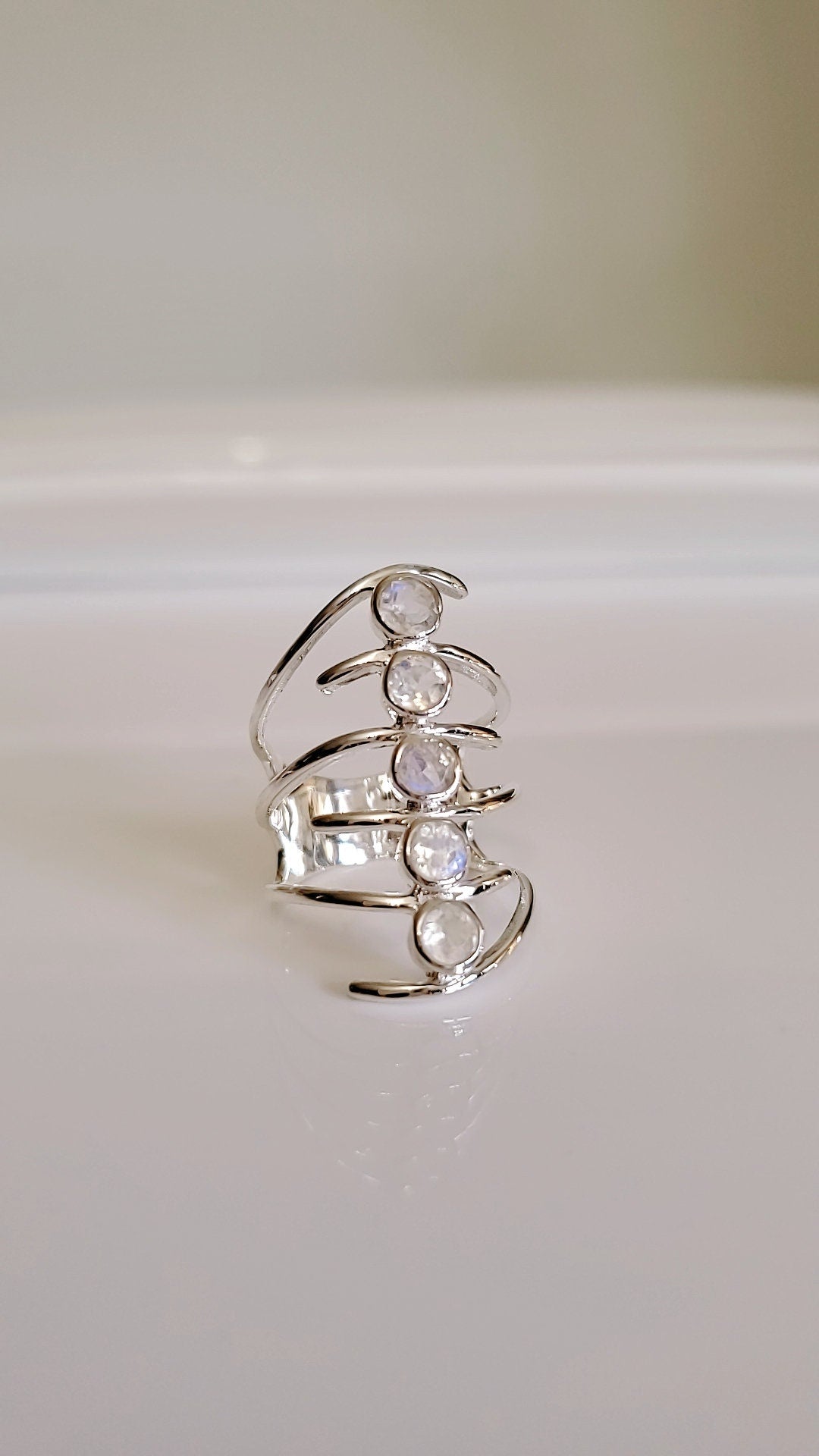 Multi Sterling Silver Moonstone Ring