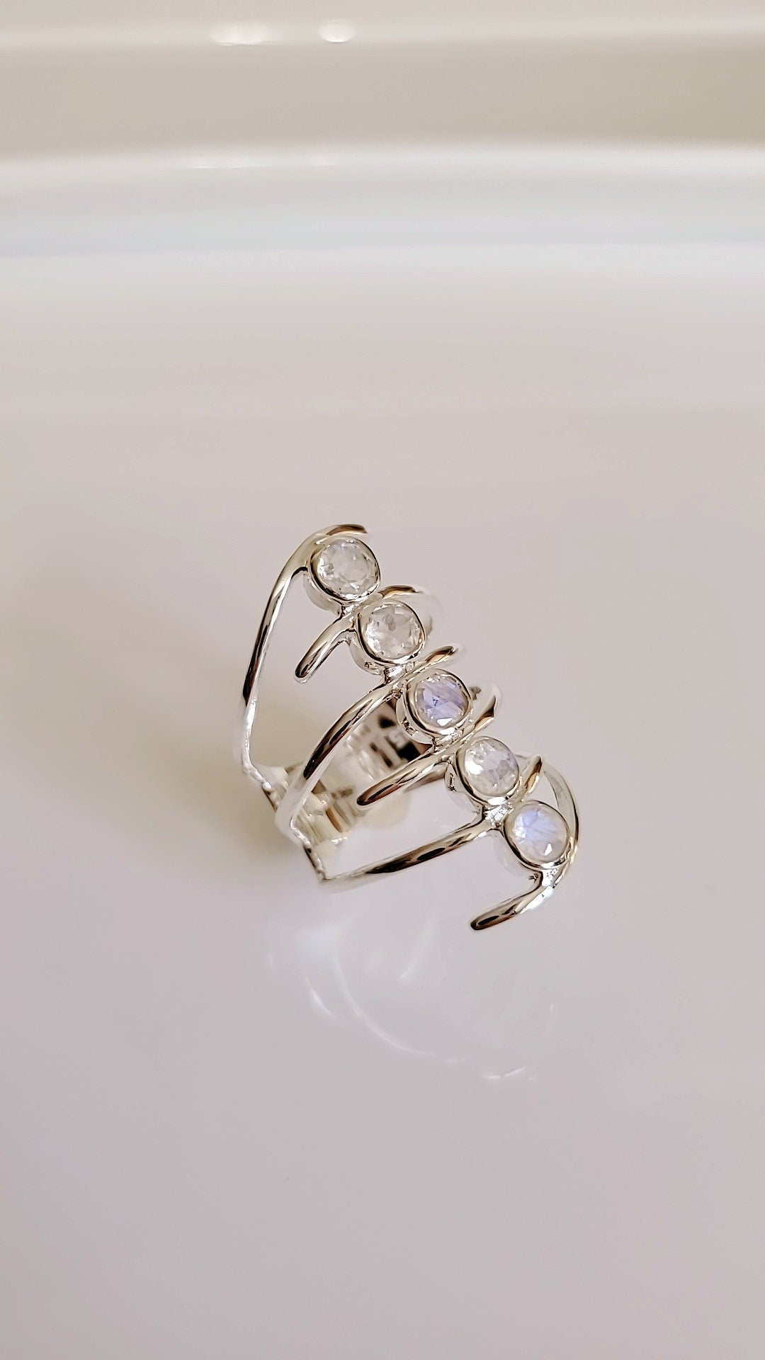 Multi Sterling Silver Moonstone Ring