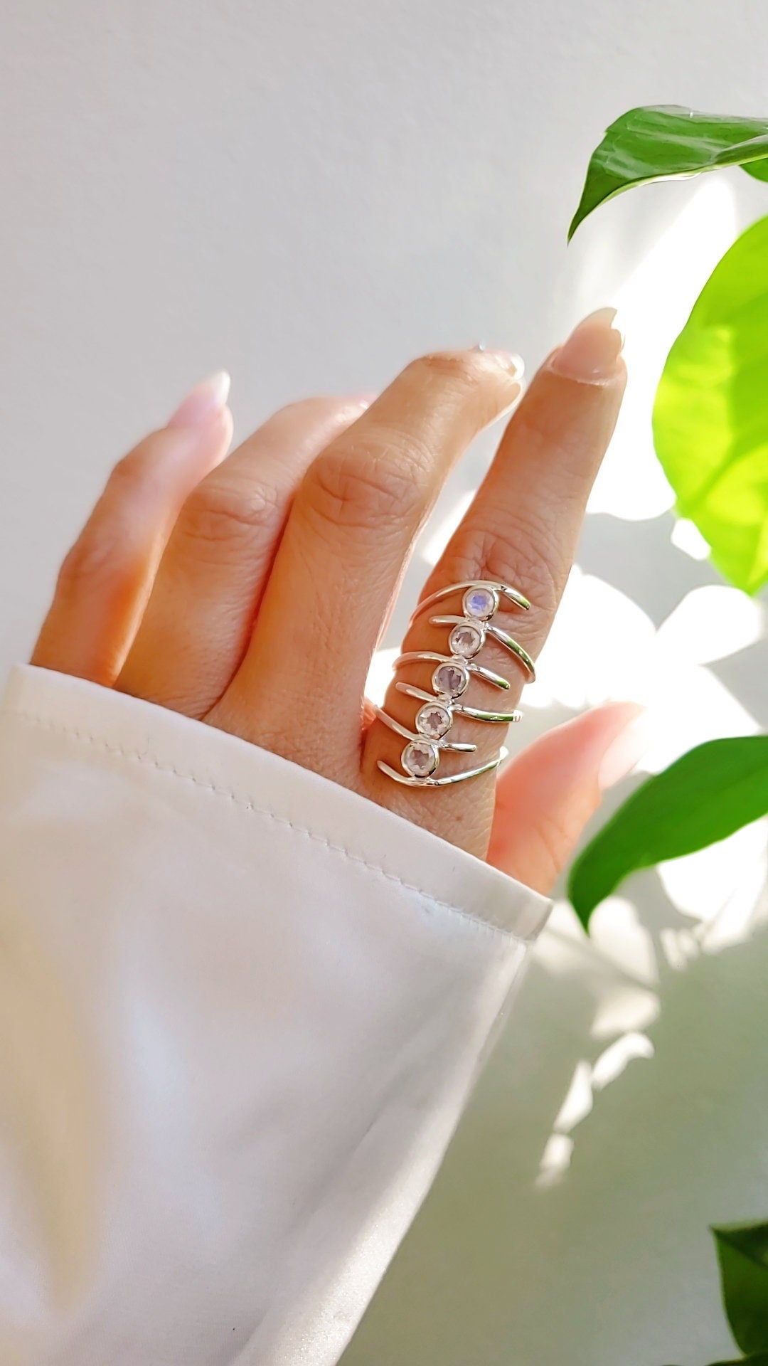 Multi Sterling Silver Moonstone Ring