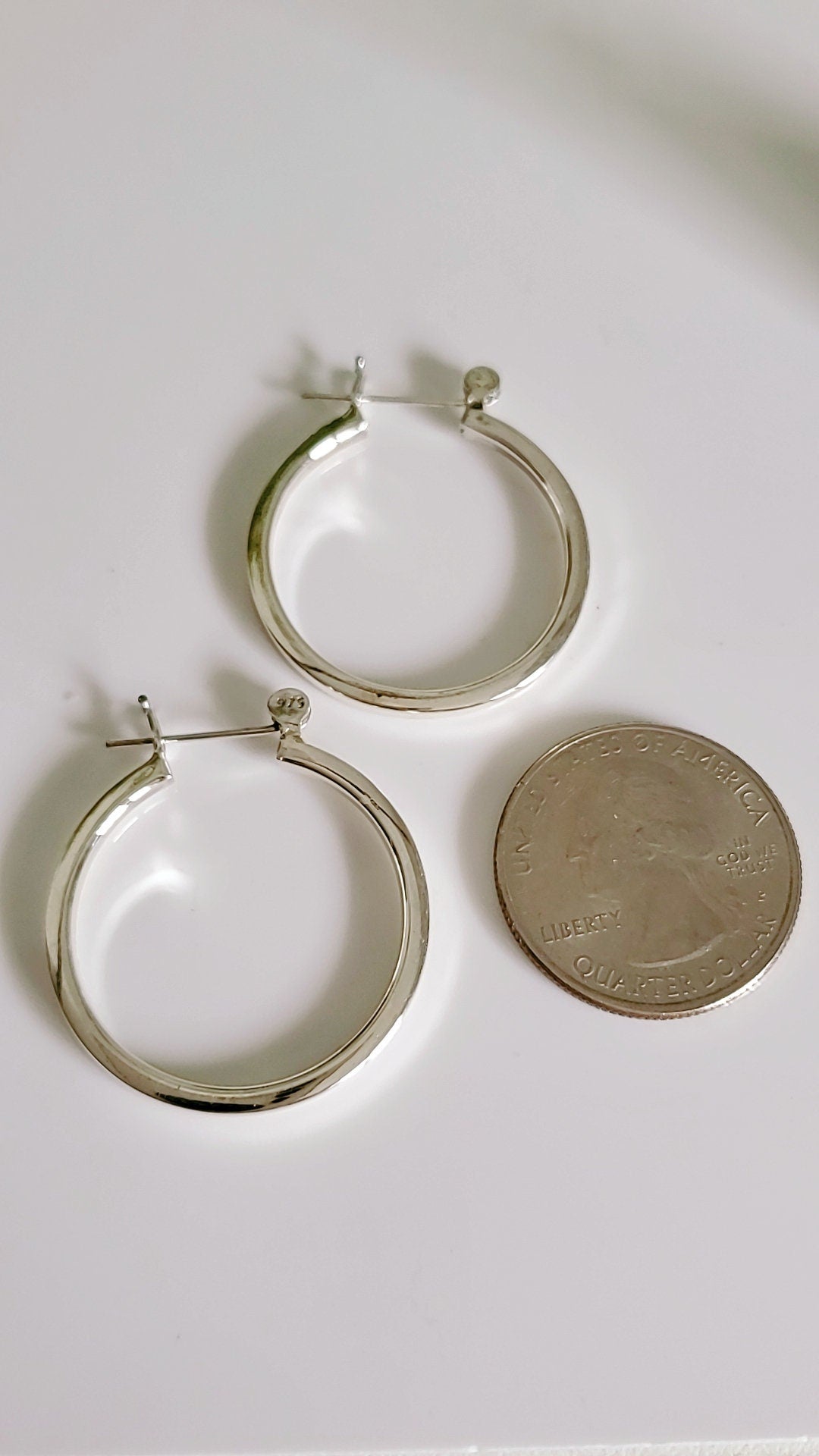 Medium Sterling Silver Hoops, Hoop Earrings for Women,