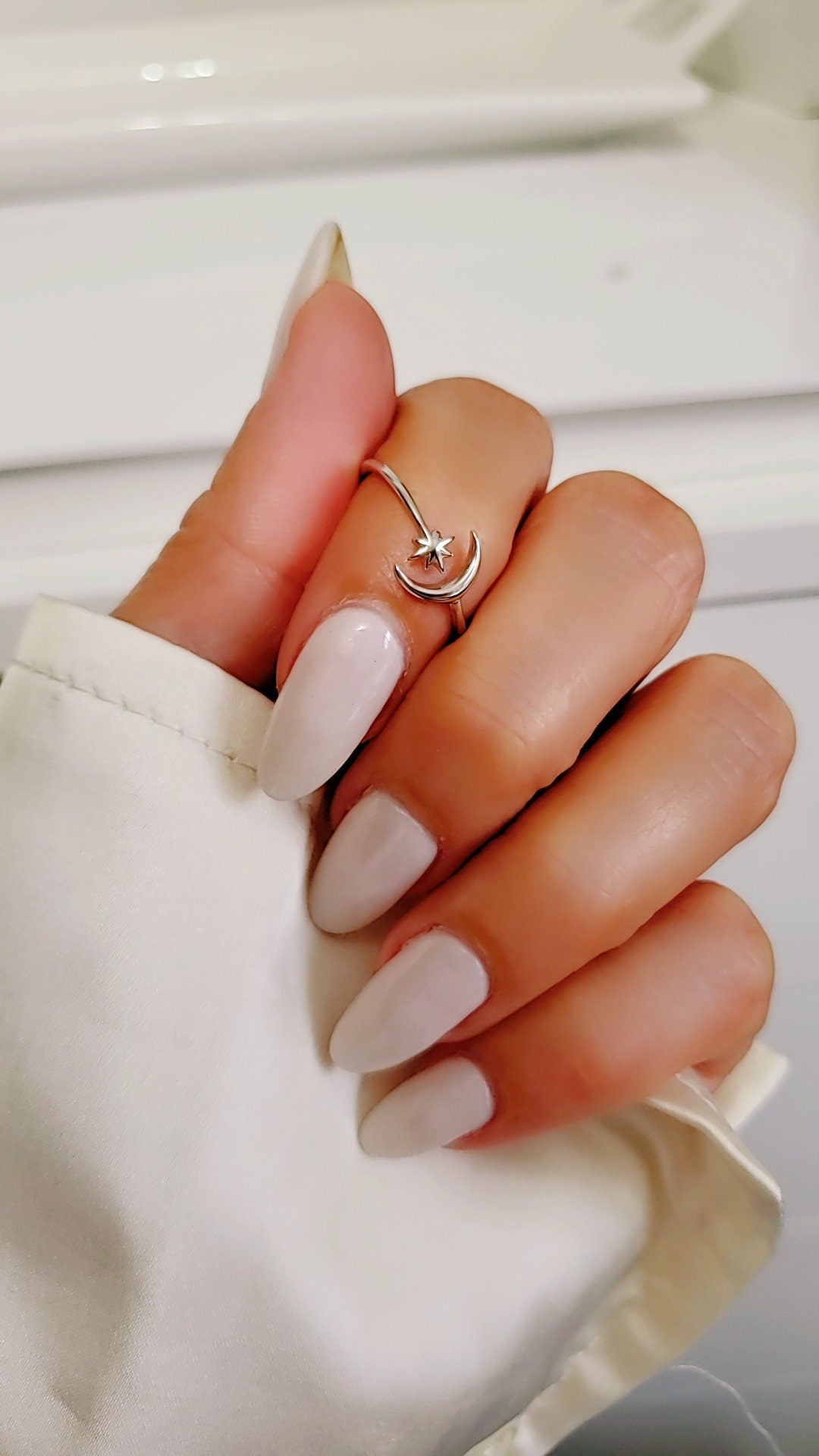 Moon Star Thin Crescent Moon Ring