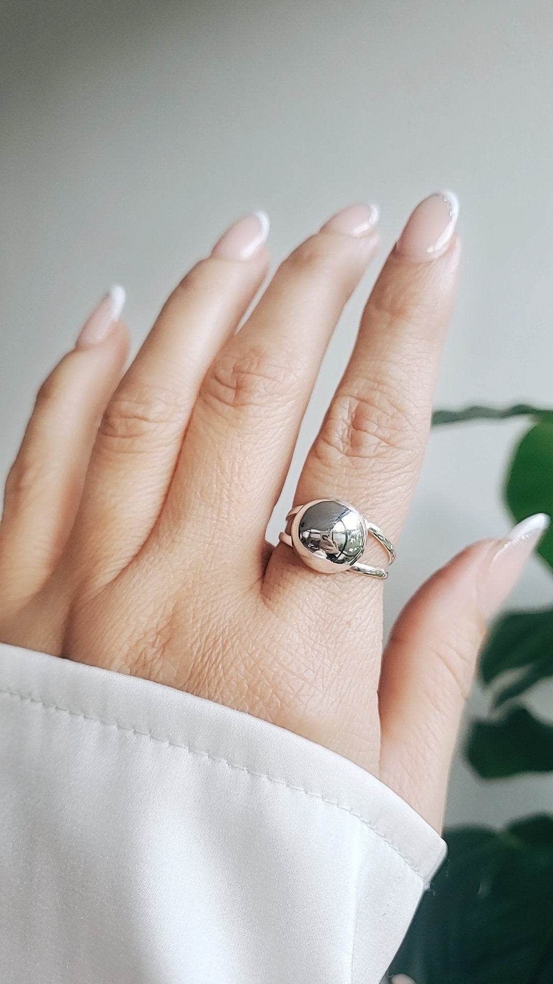 Sterling Silver Half Globe Ring, Half Ball Ring, Sphere Ring, Ball Ring, Lite Geometric Ring, 925 Silver Ring for Women