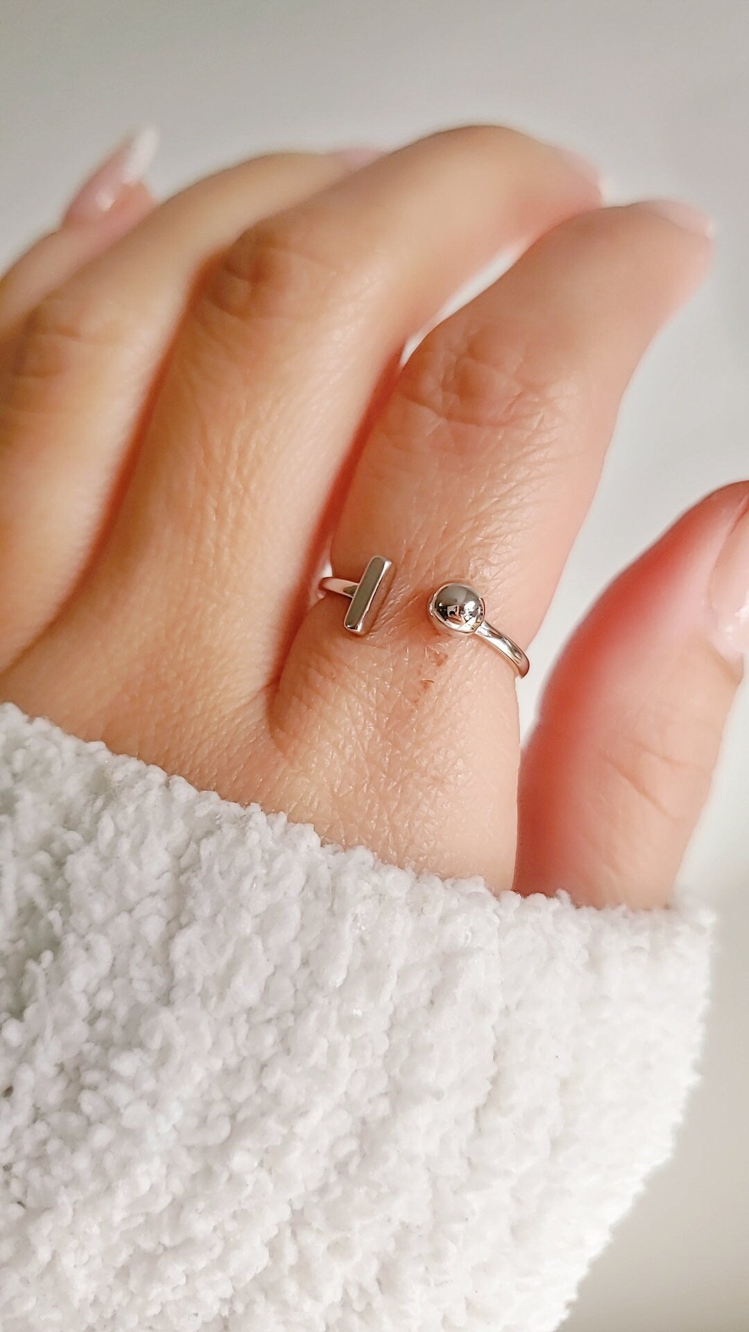Sterling Silver Dainty Ball Bar Ring, 925 Minimalist Ring, Women Simple Ring, 925 Stamped, Stack Ring, Tarnish Free Ring